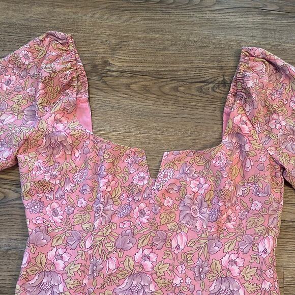 Likely Women's size 4 Pink Lyssa Floral Ruffle Long Sleeve Mini Dress Spring - Picture 5 of 10